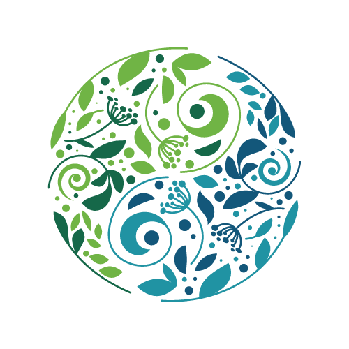 logo du site : symbole yin yang en vert et bleu